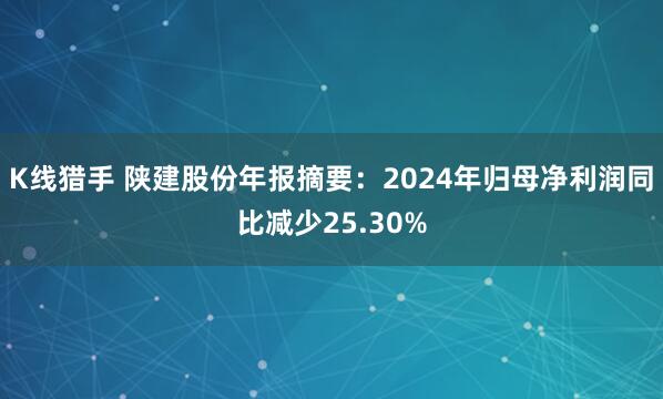K线猎手 陕建股份年报摘要：2024年归母净利润同比减少25.30%