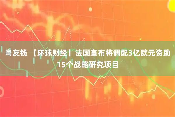 粤友钱 【环球财经】法国宣布将调配3亿欧元资助15个战略研究项目